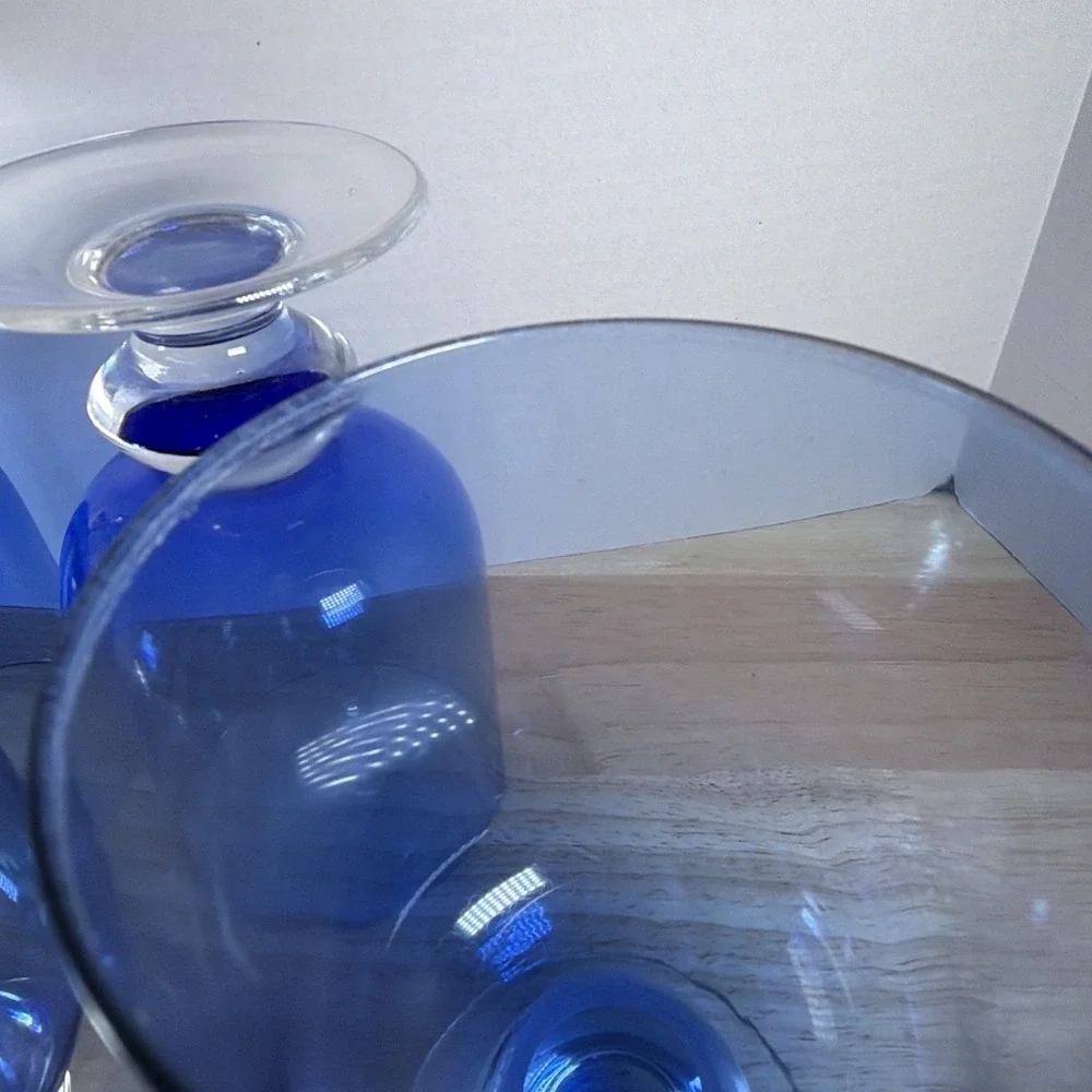 Dansk Genna Azure Blue Iced Tea Glasses Set Of 6 Modern Stemware